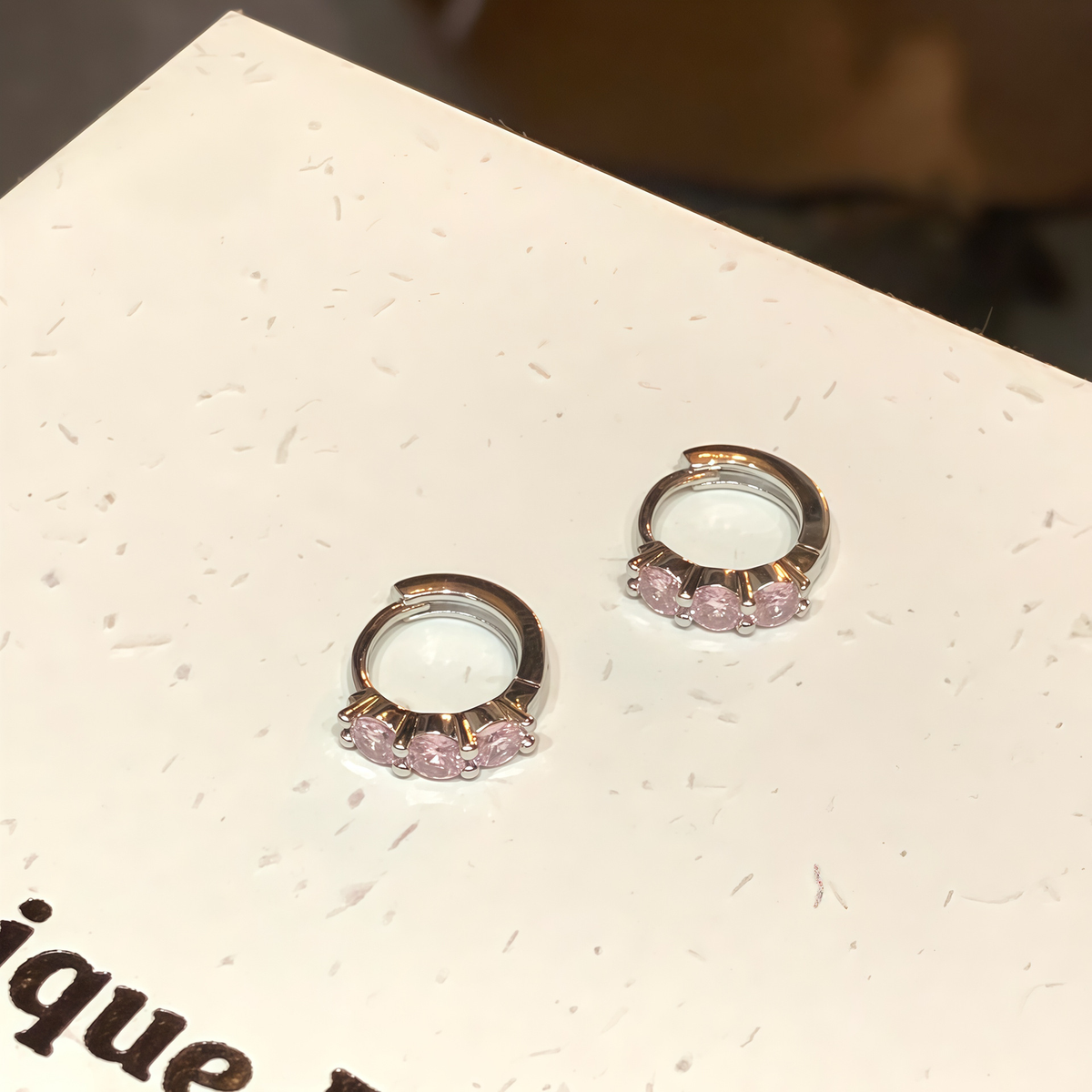 カラーストーン 小ぶりフープピアス-E0014